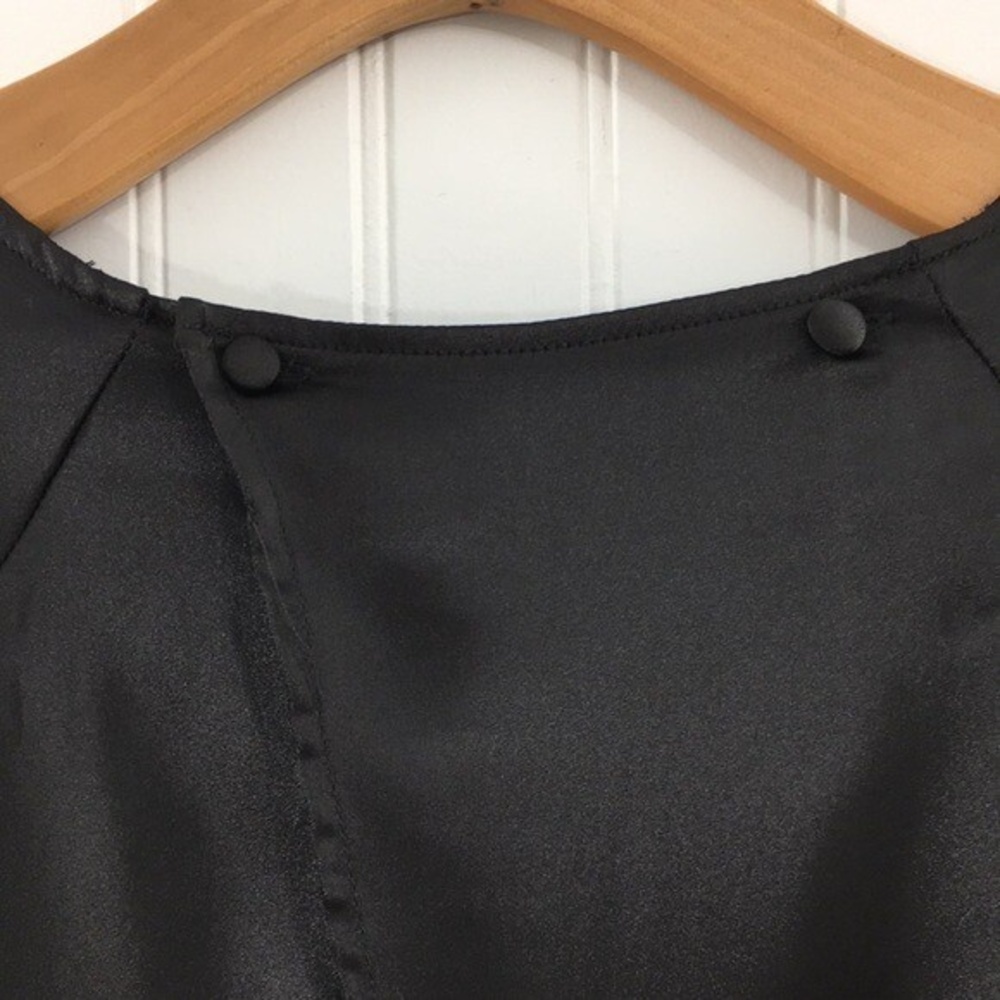 Asos‎ Black Wrap Back Top Womens 14 Dolman Long Sleeve Tee Open Split Back - Picture 5 of 12